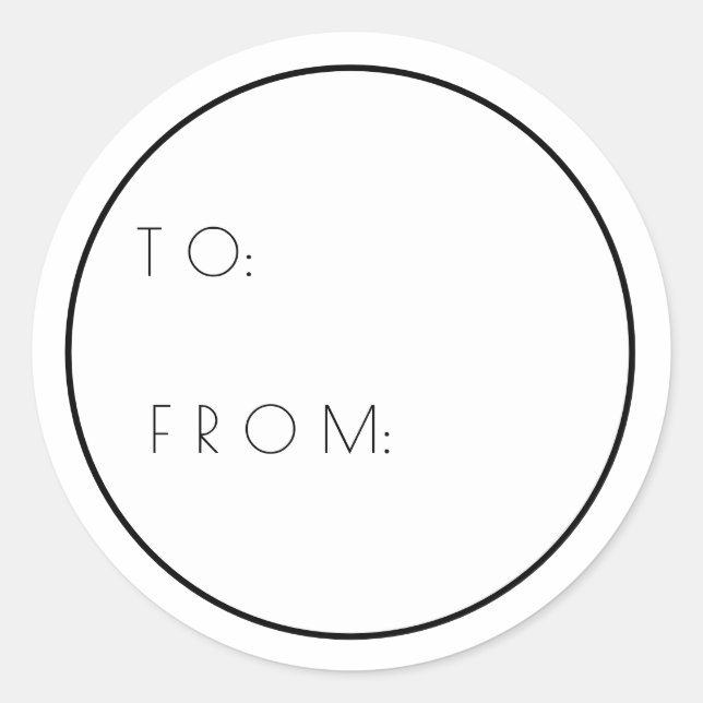 Minimalist White Black To And From Christmas Gift Classic Round Sticker (Front)