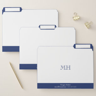 Minimalist White & Blue Monogram File Folder