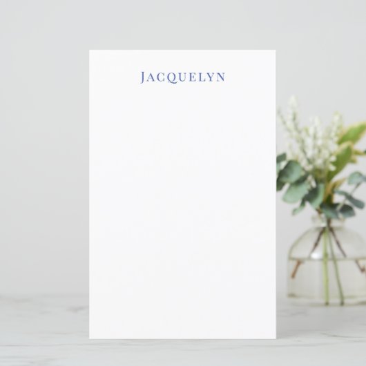 Minimalist White Blue Plain Elegant Modern Name (Standing Front)