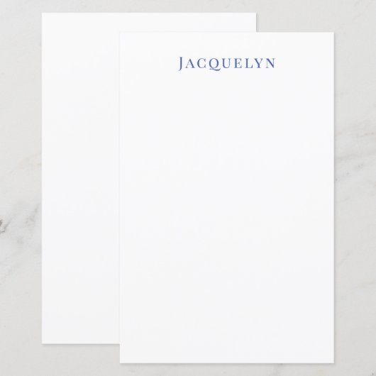Minimalist White Blue Plain Elegant Modern Name (Front/Back)