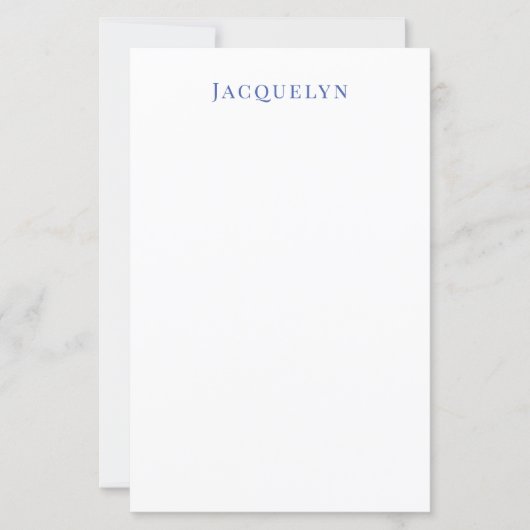 Minimalist White Blue Plain Elegant Modern Name (Front)