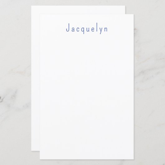 Minimalist White Blue Plain Elegant Modern Name (Front/Back)