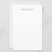 Minimalist White Blue Plain Elegant Modern Name (Front)