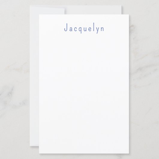 Minimalist White Blue Plain Elegant Modern Name (Front)