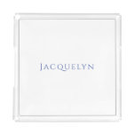 Minimalist White Blue Plain Elegant Modern Name Acrylic Tray
