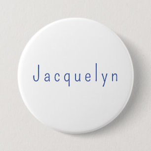 Minimalist White Blue Plain Elegant Modern Name Button
