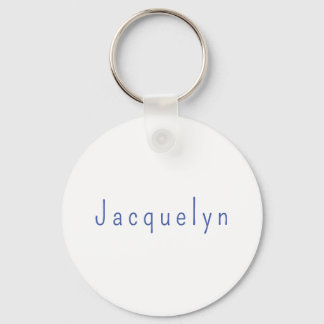 Minimalist White Blue Plain Elegant Modern Name Keychain