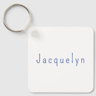 Minimalist White Blue Plain Elegant Modern Name Keychain