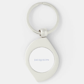 Minimalist White Blue Plain Elegant Modern Name Keychain