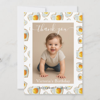 Minimalist White Border Birthday Party Photo Note Card