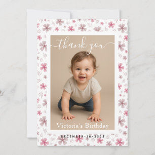 Minimalist White Border Birthday Party Photo Note Card
