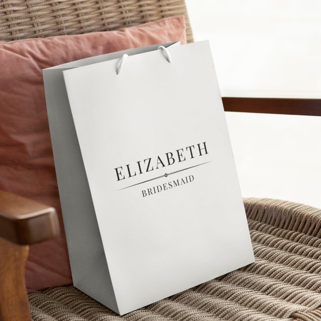 Minimalist White Bridesmaid Gifts Elegant Wedding Medium Gift Bag (Creator Uploaded)