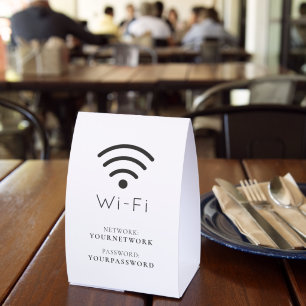 Minimalist White Business Cafe Wi-Fi Paper Table Tent