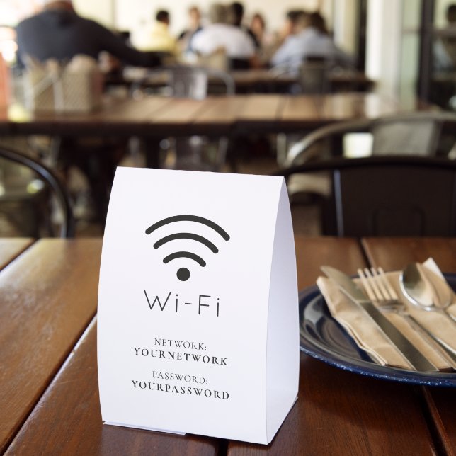 Minimalist White Business Cafe Wi-Fi Paper Table Tent (Insitu(Restaurant))