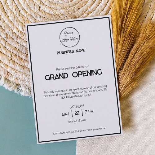 Minimalist white business grand opening event invitation