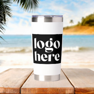 Minimalist White Business Logo Branded Insulated Tumbler