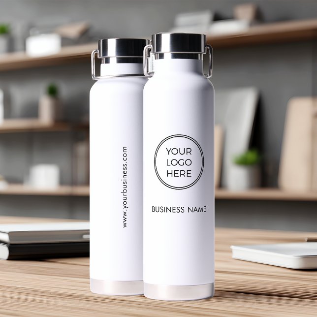 Minimalist White Business Logo Water Bottle (Creator Uploaded)