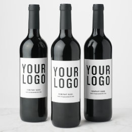 Minimalist White Business Logo Wine Bottle Labels