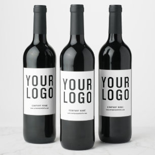 Minimalist White Business Logo Wine Bottle Labels