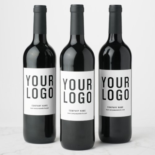 Minimalist White Business Logo Wine Bottle Labels