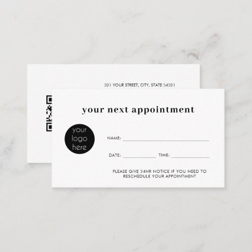 Minimalist White Business Next Appointment Card