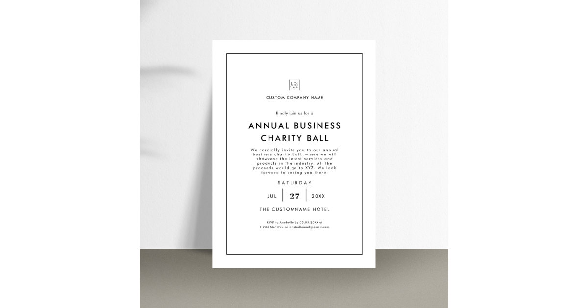 Calligraphy Monogram Charity Donation Card With QR Code in 