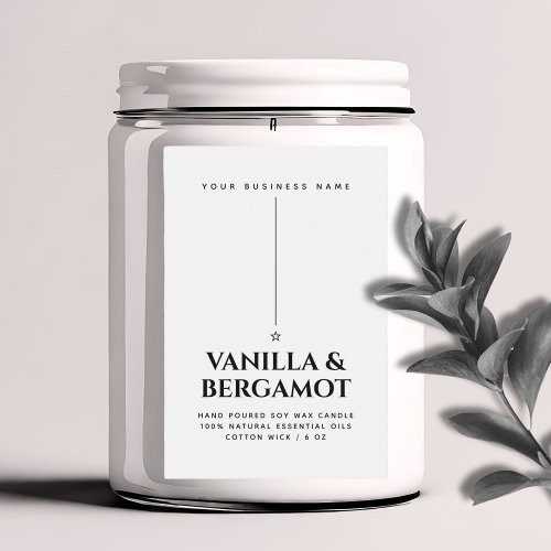 Minimalist white candle product label