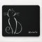 Minimalist White Cat On Black Add Name