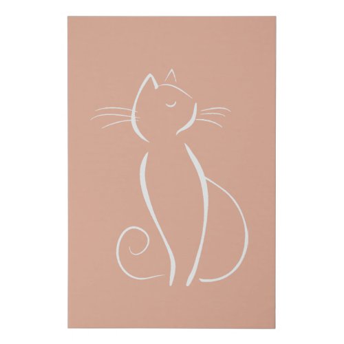 Minimalist White Cat On Pink Faux Canvas Print