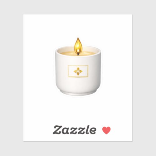 Minimalist White Ceramic Candle Glowing Gold Flame Sticker