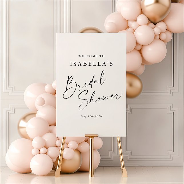 Minimalist White Chic Custom Bridal Shower Welcome Foam Board (Creator Uploaded)