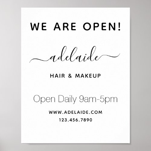 Minimalist White Chic Hair stylist Salon Reopening Poster