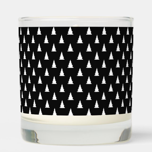 Minimalist white Christmas tree silhouette pattern Scented Candle (Front)