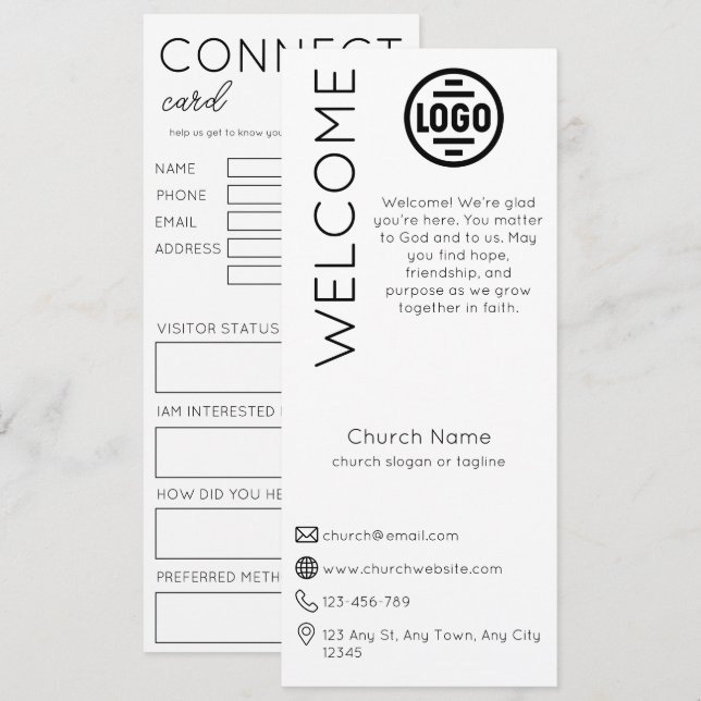 Minimalist White Church Connection Card (Front/Back)