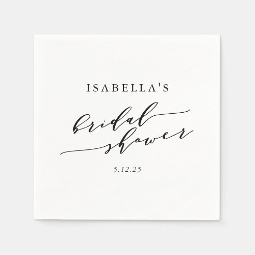 Minimalist White Classic Script Bridal Shower  Napkins