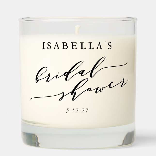 Minimalist White Classic Script Bridal Shower  Scented Candle (Front)