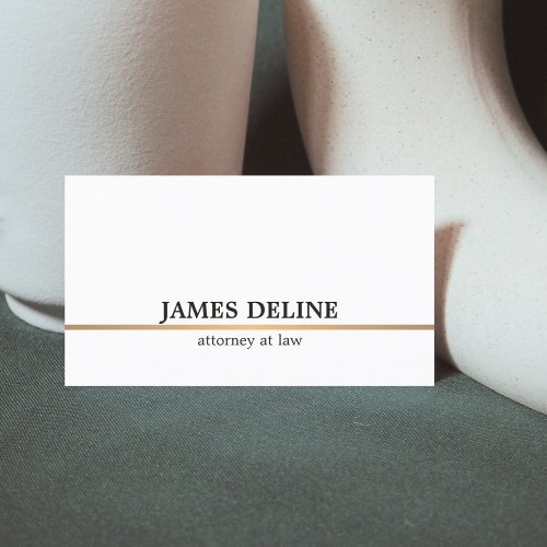 Minimalist White Copper Line Attorney Business Card