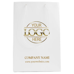 Minimalist White Corporate Company Business Logo  Medium Gift Bag
