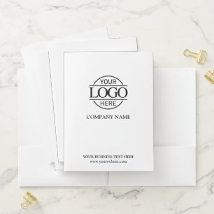 Minimalist White Corporate Records Custom Logo Pocket Folder