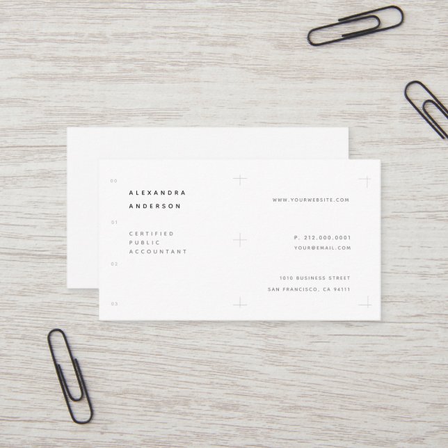 Minimalist White CPA Professional Business Card (Front/Back In Situ)