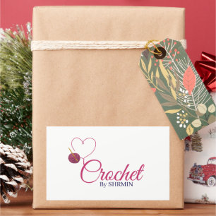 Minimalist white Crochet logo and personalize Rectangular Sticker