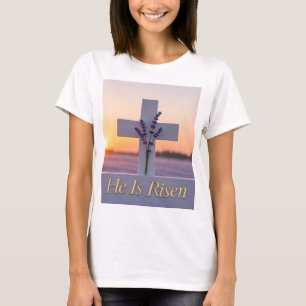 Minimalist white cross adorned with lavender T-Shirt