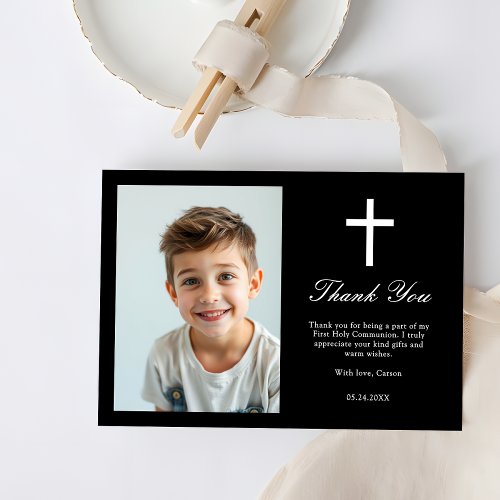 Minimalist White Cross Boys First Communion Photo