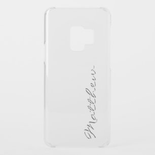 Minimalist White Cursive Name with Shadow Uncommon Samsung Galaxy S9 Case