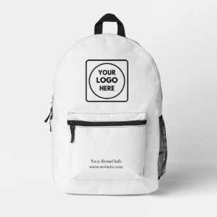 Minimalist White Custom Business Logo Design Printed Backpack