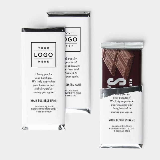 Minimalist White Custom Business Logo Hershey Bar Favors (Creator Uploaded)