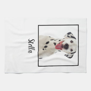 Minimalist White Custom Dog Photo Kitchen Towel