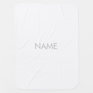 Minimalist white custom name text monogram baby blanket