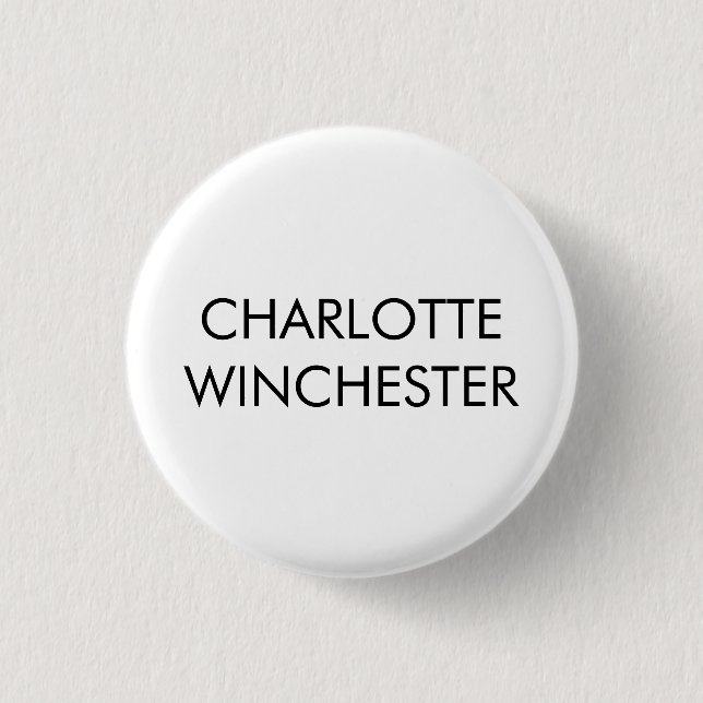 Minimalist white custom name text monogram elegant button (Front)