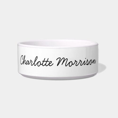 Minimalist white custom script name text monogram bowl